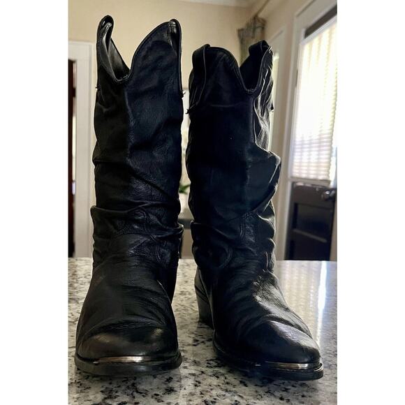 COPY - VTG Dingo | Slouchy Cowboy Boots Black Pigskin Leather Biker Made in USA… - Picture 2 of 9